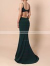 Silk-like Satin V-neck Sheath/Column Sweep Train Prom Dresses #LDB020105843