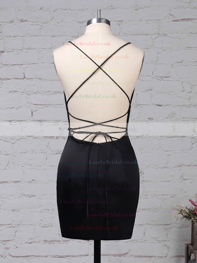 Silk-like Satin Square Neckline Sheath/Column Short/Mini Draped Prom Dresses #LDB020105905