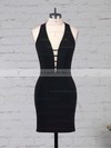 Jersey V-neck Sheath/Column Short/Mini Draped Prom Dresses #LDB020105907