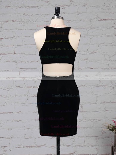 Silk-like Satin Scoop Neck Sheath/Column Short/Mini Split Front Prom Dresses #LDB020105908