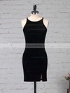 Silk-like Satin Scoop Neck Sheath/Column Short/Mini Split Front Prom Dresses #LDB020105908