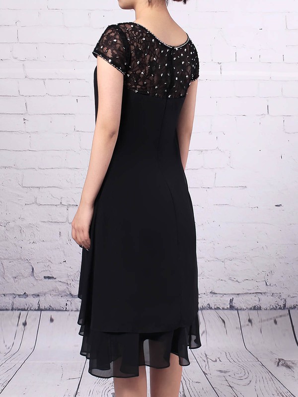 Lace Chiffon Scoop Neck Empire Knee-length Beading Mother of the Bride Dress #LDB01021675