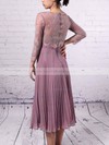 Lace Chiffon Scoop Neck Sheath/Column Knee-length Pleats Mother of the Bride Dress #LDB01021677