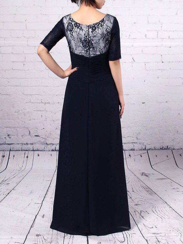 Lace Chiffon Scoop Neck Sheath/Column Ankle-length Appliques Lace Mother of the Bride Dress #LDB01021674