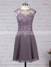 Chiffon Tulle Scoop Neck A-line Knee-length Appliques Lace Mother of the Bride Dress #LDB01021684