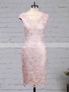 Lace Chiffon V-neck Sheath/Column Knee-length Flower(s) Mother of the Bride Dress #LDB01021710