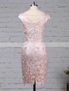 Lace Chiffon V-neck Sheath/Column Knee-length Flower(s) Mother of the Bride Dress #LDB01021710