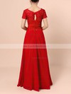 Lace Chiffon V-neck A-line Floor-length Beading Mother of the Bride Dress #LDB01021721