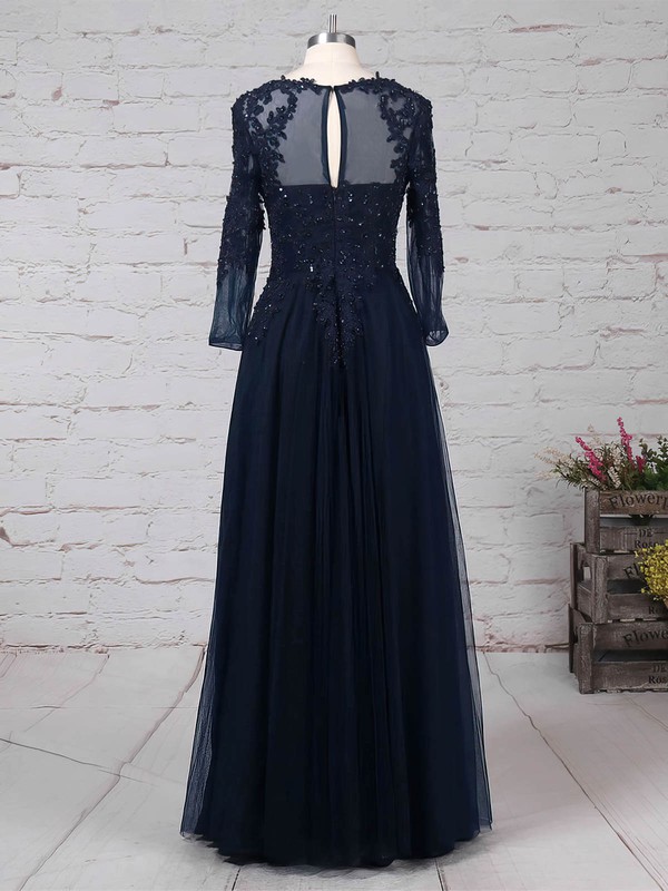 Tulle Scoop Neck A-line Floor-length Beading Mother of the Bride Dress #LDB01021678