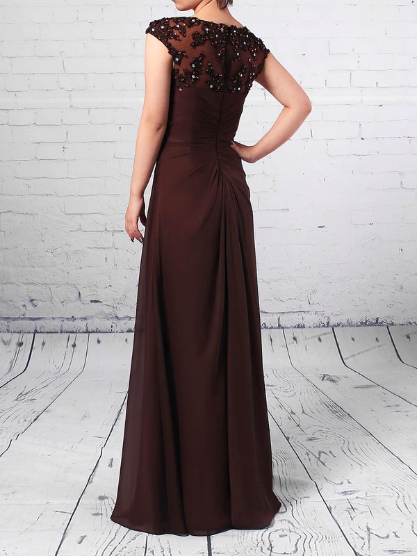Chiffon Tulle V-neck A-line Floor-length Beading Mother of the Bride Dress #LDB01021713