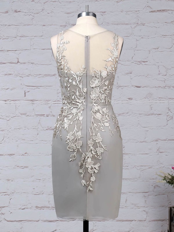 Chiffon Tulle Scoop Neck Sheath/Column Knee-length Appliques Lace Mother of the Bride Dress #LDB01021680