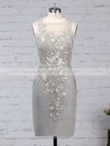 Chiffon Tulle Scoop Neck Sheath/Column Knee-length Appliques Lace Mother of the Bride Dress #LDB01021680
