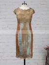 Lace Taffeta Scoop Neck Sheath/Column Knee-length Appliques Lace Mother of the Bride Dress #LDB01021672