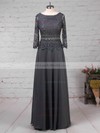 A-line Scoop Neck Lace Chiffon Floor-length Beading Mother of the Bride Dresses #LDB01021711
