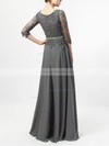 A-line Scoop Neck Lace Chiffon Floor-length Beading Mother of the Bride Dresses #LDB01021711
