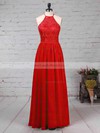Lace Chiffon Scoop Neck A-line Floor-length Sashes / Ribbons Bridesmaid Dresses #LDB01013468