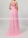 Lace Chiffon Scoop Neck A-line Floor-length Ruffles Bridesmaid Dresses #LDB01013478