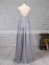 Lace Chiffon V-neck A-line Floor-length Sashes / Ribbons Bridesmaid Dresses #LDB01013498