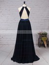 Chiffon Scoop Neck A-line Floor-length Sashes / Ribbons Bridesmaid Dresses #LDB01013506