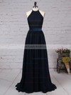 Chiffon Scoop Neck A-line Floor-length Sashes / Ribbons Bridesmaid Dresses #LDB01013506