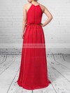Chiffon Scoop Neck A-line Floor-length Sashes / Ribbons Bridesmaid Dresses #LDB01013512