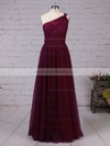 Tulle One Shoulder A-line Floor-length Ruffles Bridesmaid Dresses #LDB01013523