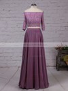 Lace Chiffon Off-the-shoulder A-line Floor-length Bridesmaid Dresses #LDB01013529