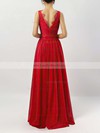 Chiffon V-neck A-line Ankle-length Lace Bridesmaid Dresses #LDB01013532