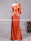 Silk-like Satin One Shoulder Sheath/Column Floor-length Ruffles Bridesmaid Dresses #LDB01013534