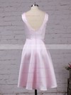 Satin Chiffon Scoop Neck A-line Asymmetrical Bridesmaid Dresses #LDB01013542