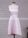 Satin Chiffon Scoop Neck A-line Asymmetrical Bridesmaid Dresses #LDB01013542