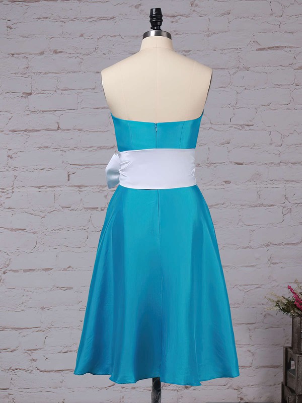 Satin Strapless A-line Knee-length Sashes / Ribbons Bridesmaid Dresses #LDB01013553
