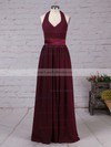 Chiffon Halter A-line Floor-length Sashes / Ribbons Bridesmaid Dresses #LDB01013563