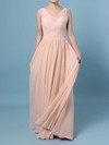 Lace Chiffon V-neck A-line Floor-length Sashes / Ribbons Bridesmaid Dresses #LDB01013574