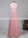 Chiffon Scoop Neck Sheath/Column Floor-length Lace Bridesmaid Dresses #LDB01013576