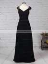 Lace Chiffon V-neck Empire Floor-length Ruffles Bridesmaid Dresses #LDB01013582