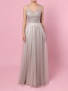 Tulle V-neck A-line Floor-length Ruffles Bridesmaid Dresses #LDB01013583