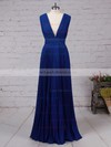 Chiffon V-neck A-line Floor-length Pleats Bridesmaid Dresses #LDB01013591