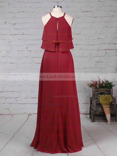 Chiffon Scoop Neck A-line Floor-length Cascading Ruffles Bridesmaid Dresses #LDB01013595