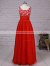 Chiffon Scoop Neck Floor-length A-line Beading Prom Dresses #LDB020105043