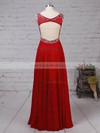 Chiffon Tulle Scoop Neck Floor-length A-line Beading Prom Dresses #LDB020105045