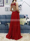 Chiffon Tulle Scoop Neck Floor-length A-line Beading Prom Dresses #LDB020105045