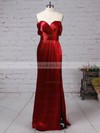 Silk-like Satin Off-the-shoulder Floor-length A-line Ruched Prom Dresses #LDB020105047