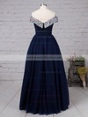 Tulle Off-the-shoulder Floor-length Princess Beading Prom Dresses #LDB020105051
