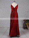 Silk-like Satin V-neck Floor-length Sheath/Column Ruffles Prom Dresses #LDB020105058