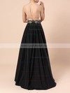 Satin Sequined Scoop Neck Floor-length A-line Beading Prom Dresses #LDB020105061