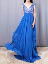 Lace Chiffon V-neck Floor-length A-line Beading Prom Dresses #LDB020105064
