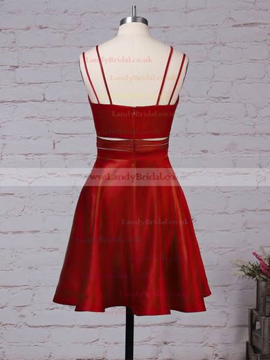 Satin V-neck Short/Mini A-line Pockets Prom Dresses #LDB020105080