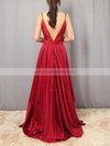 Satin Chiffon V-neck Floor-length A-line Sashes / Ribbons Prom Dresses #LDB020105086
