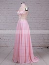 Chiffon Tulle High Neck Floor-length A-line Appliques Lace Prom Dresses #LDB020105092